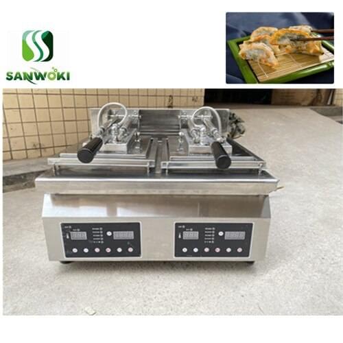 Double head dumpling frying machine fried dumpling cooker machine pot sticker machine Japanese style frying pan buns fryer pot