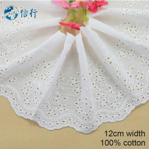 12cm width Cotton embroid lace sewing ribbon guipure trims or fabric warp knitting DIY Garment Accessories free shipping#3611