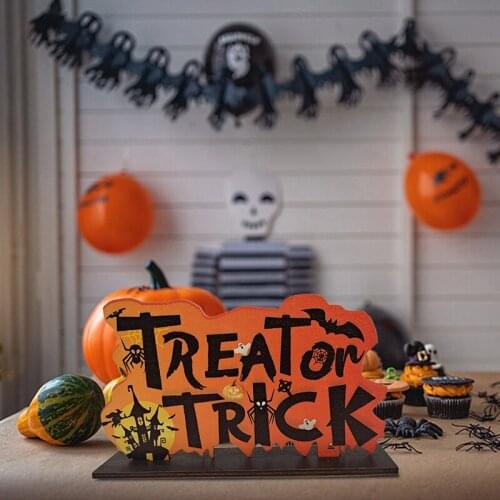 Halloween Pendant Wooden Decoration Pumpkin Skull Standing Figure Table Holiday Landscape Party Holiday DIY Decorations