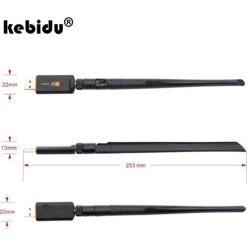 Kebidu USB 3.0 Wireless Wifi Adapter 2.4Ghz/5Ghz Dual Band Network Card 1200Mbps Super Speed RTL8812 With 5dBi Antenna For PC