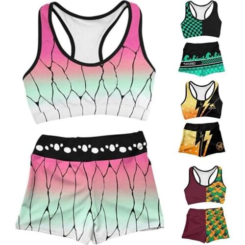 Anime Demon Slayer Kochou Shinobu Cosplay Costumes Sexy Swimsuit Teens Shirt Sportswear Sweatpants Beach Shorts Swimming Pants