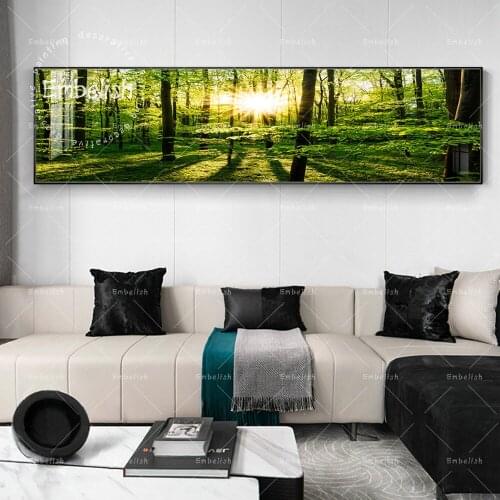 Embelish Beautiful Landscape HD Spray On Canvas Paintings For Living Room Sunset In The Forest Wall Pictures Home Decor Pictures