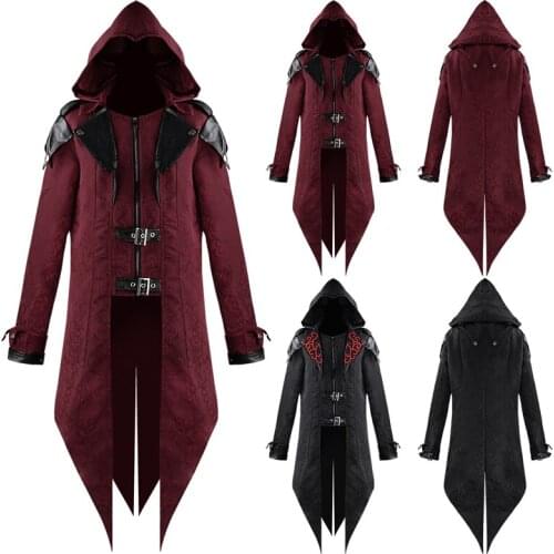 Women Men Movie Character Middle Ages Medieval Retro Hooded Jacket Halloween Cosplay Costume Party Retro Hooded Stitching Jacket