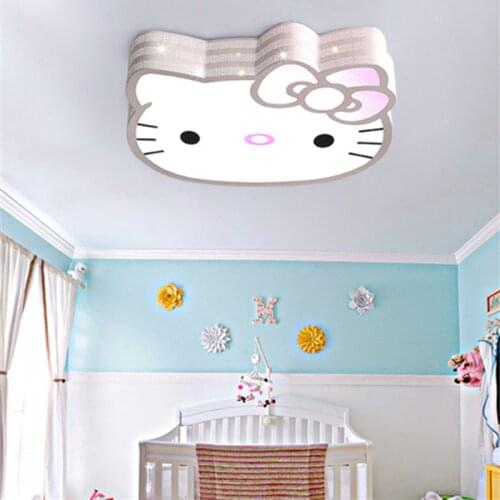 Childrens room lamp girl princess bedroom kitty cat cartoon LED ceiling lamp warm personality creative lamps
