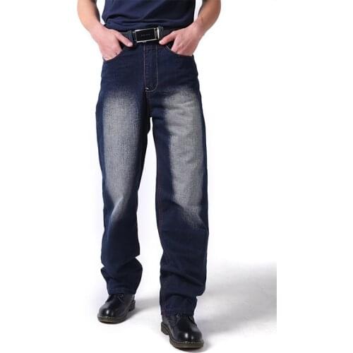 Mcikkny Mens Loose Baggy Jeans Pants Washed Straight Denim Trousers For Male Plus Size 30-44