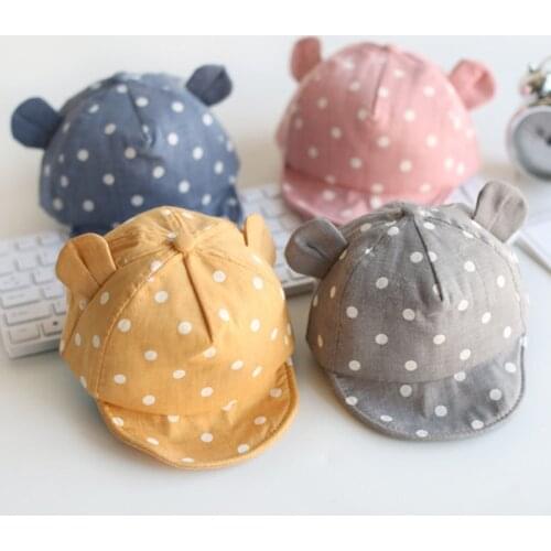 Cute Children Sun Hat Polka Dot Baby Hat Girl Boy Sun Hat with Ears Spring Summer Newborn Photography Road Baseball Cap