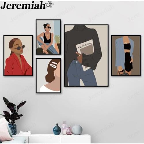 Fashion Character Canvas Painting Fashion Retro Girl Poster Picture Print Wall Art Nordic Room Home Decoration