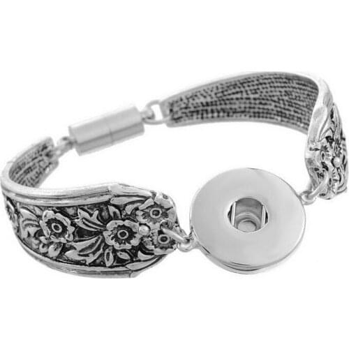 Fashion Flowers pattern bangle Snap bracelet Magnet buckle fit 18MM snap buttons jewelry wholesale SG0003