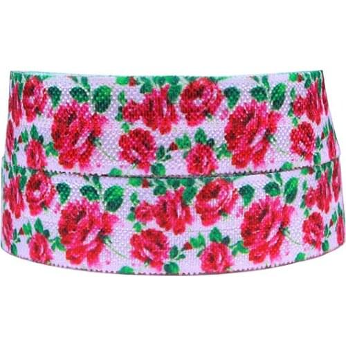 Wholesale 15mm floral elastic ribbon by 100yards/lot, shop packaging, craft, wrapping, flower elastic ribbon hair tie band