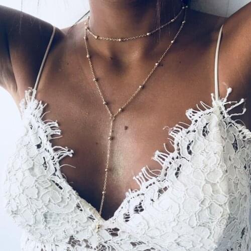 Fashion Trend Multilayer Necklace Ladies Round Bead Chain Clavicle Chain Choker Necklace for Women 2021 New Necklace Accessories