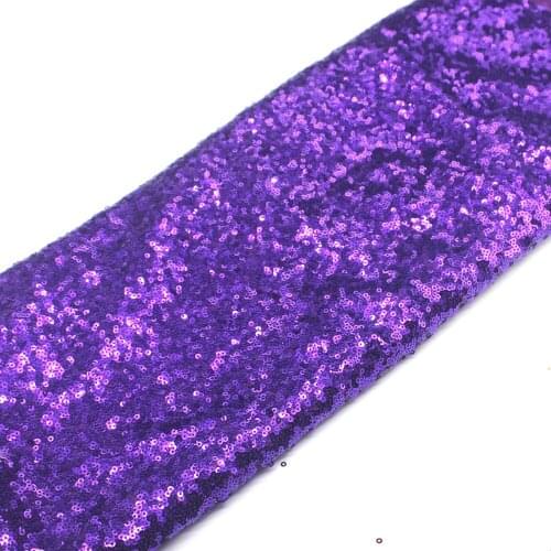 Sequined Lace Fabrics For Dress Dark Purple Allover Embroidered Fabric 3mm Size Sequins Table Cloth 132cm