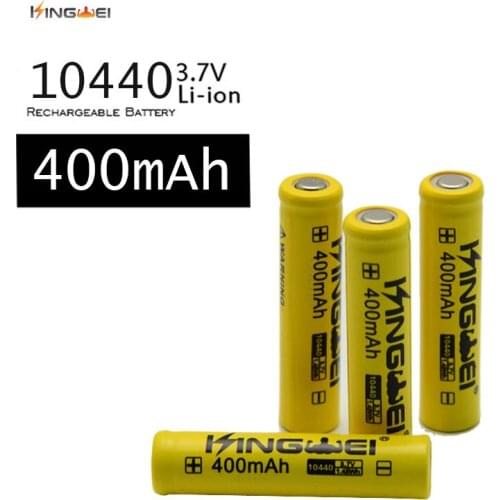 RU KingWei Yellow 400mAh 10440 Battery 3.7v Li ion Rechargeable Pointed Battery For Flashlight Head Lamp
