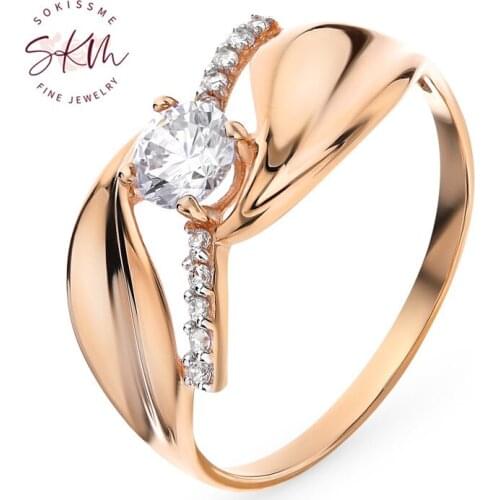 SKM Vintage flower rings designer 14k 18k rose gold Engagement rings designer Promise Luxury Fine Jewelry