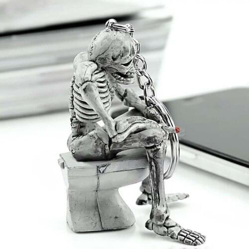 Trendy Creative Skull Toilet Purse Bag Rubber Keychain Keyring Key Chain Gift For Men Women Key Chain