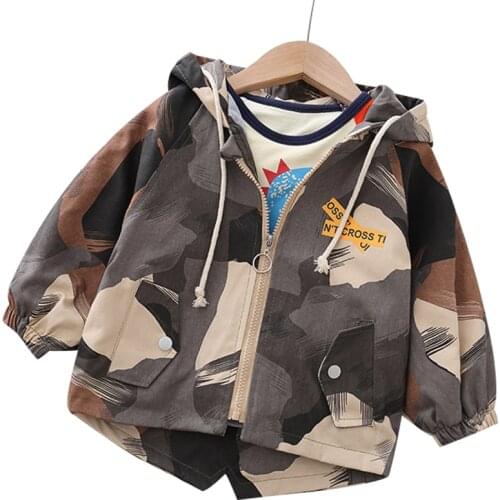 1-5 Years Old Boy Jacket Hooded Jacket Cotton Camouflage Childrens Jacket 2021 Autumn and Winter Newborn Baby Girl Clothes