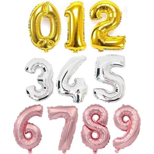 1pc 16 32 40 inch Number Foil Ballon Rose Gold Silver Figures Number Balloons Birthday Party Decoration Wedding Balloon