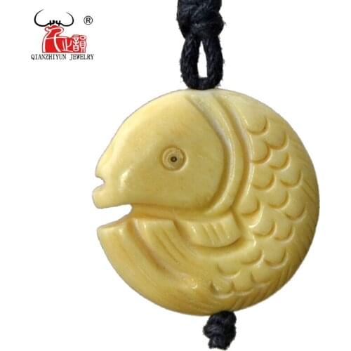 GX097 Hot Sale Yak bone fish jewelry Hawaii Surfer pendant women necklace Vintage yellow necklace handmade jewelry