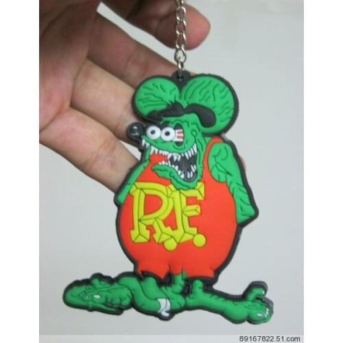 1pcs PUNK RF Rat Fink Action Figure Chain Doll 25g 7.5cm high quality terror cartoon Halloween key chain d12
