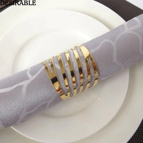 10Pcs/set Metal Napkin Rings Hotel banquet Dinner Table Decoration Supplies party Tableware Serviette Holder Gold Napkin Buckle