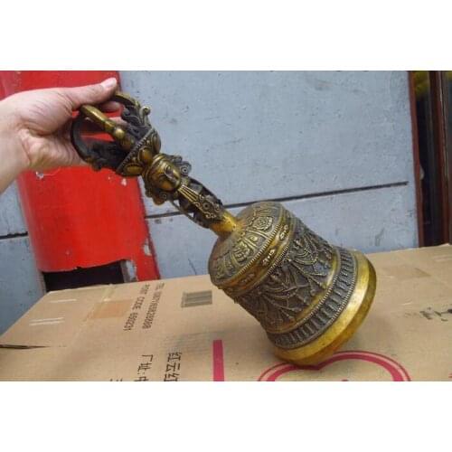 14.5"Tibet Tibetan Bronze Copper Buddhism Temple Vajra King Talisman Bell