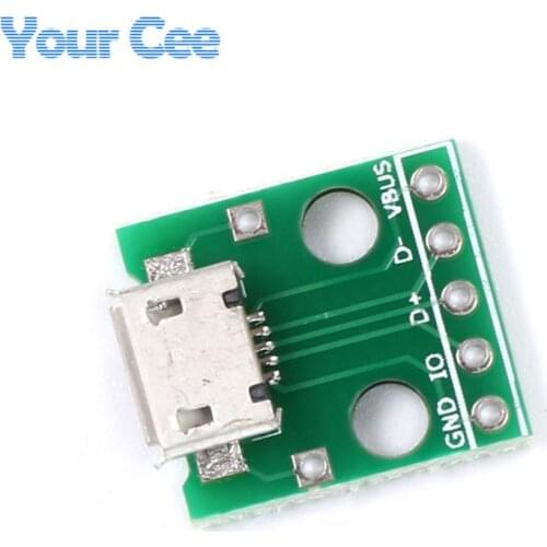 50 pcs MICRO USB to DIP Adapter 5pin female connector B type pcb converter pinboard 2.54