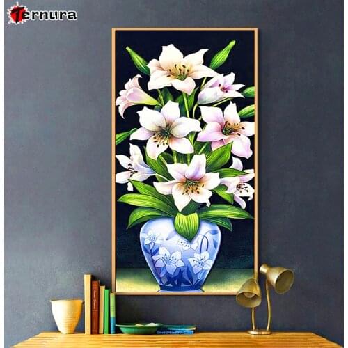 5D DIY Diamond Painting Vase of lilies flower plant cross stitch mosaic full square/round diamond embroidery rhinestone painting