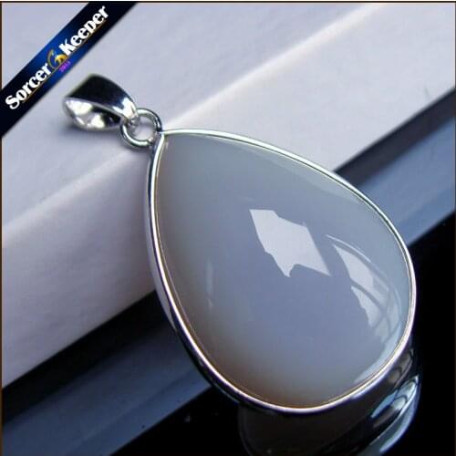 A+ Real Natural Gem Stone Blue Chalcedony Agates Cabochon Beads Crystal Necklace & Pendant Women Accessories bijou Jewelry PS523