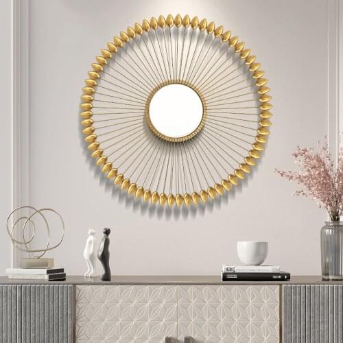 American Wrought Iron Art Mirror Wall Mural Decoration Livingroom Home Wall Sticker Ornaments Hotel Office Wall Hanging Crafts