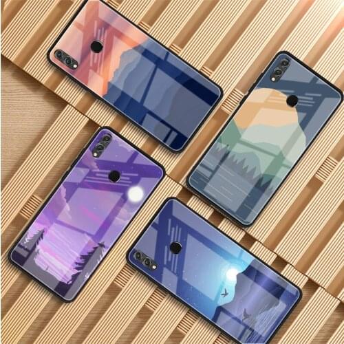 Simple view Tempered Glass Phone Case For Huawei P20 P30 P40 P40 Lite Pro Psmart Mate 20 30 Cover Shell