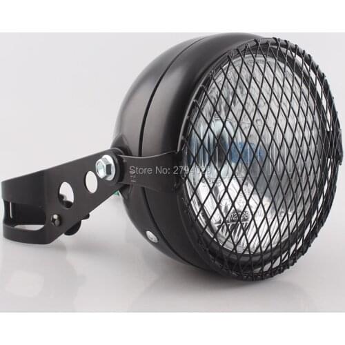 Black Retro Headlight+Lamp Grill Cover + Headlights Side Mount Bracket Kit For CG125 GN125 CB200 CB400 CL Yamaha XJ Cafe Racer