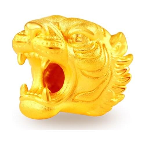 Pure 999 gold 24K Yellow gold Tiger Head Pendant 1.13g
