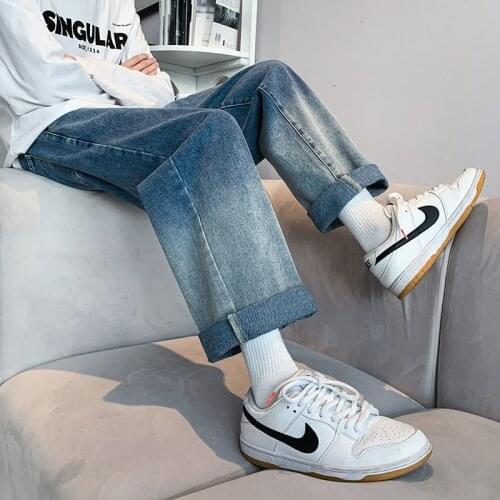 Gradient Color Men Jeans Fashion Loose Straight-leg Pants Men Korean Casual Men’s Jeans Streetwear Retro Hip-hop Denim Trousers