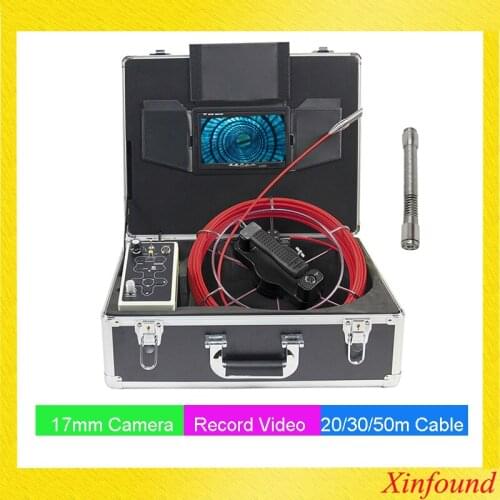 17mm Pipe Drain Sewer Endocope Video Snake Inspection Camera System Oil Pipeline Camera Mine pipeline 7'LCD Hard Cable Battery