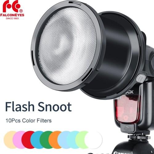 Falconeyes SGA-BOS 10pcs Color Filters Speedlite Flash Focused Snoot for Canon Nikon Sony Godox Speedlite
