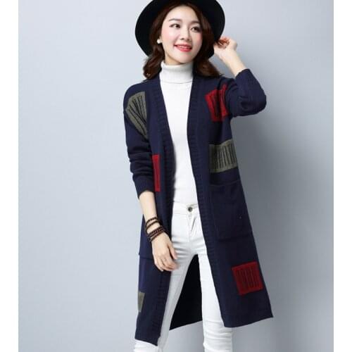 New Autumn Winter Women Cardigan Sweater Long Sleeve Knitted Sweater Open Stitch Casual Sweaters Female Long Cardigan Coat P222