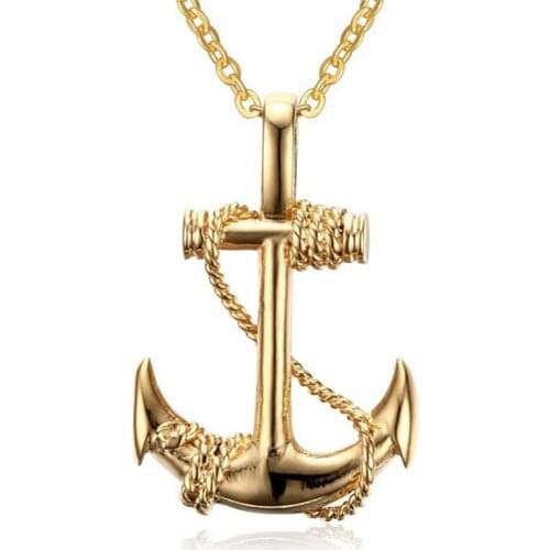 Classic Anchor Necklaces For Women Pendant Chain Man Jewelry Black Gold Silver Color Stainless Steel Statement Mens Necklace