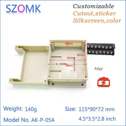 10 pieces 115*90*72 mm plastic pcb din rail electronics szomk enclosures housing for rail din case
