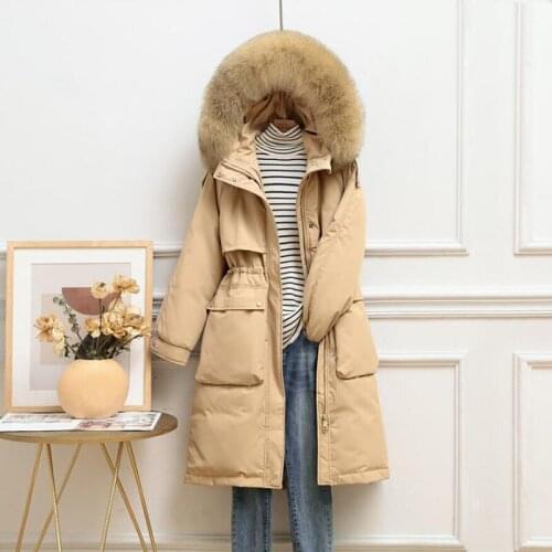 Winter Jacket 90% White Duck Down Jacket Women Fashion Real fox fur collar Down Coat Thick warm Hooded Long Parka Female Outwear