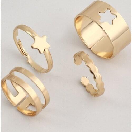 Moon Star Metal Rings For Women Men Lover Couple Rings Set Friendship Engagement Open Ring Trendy Jewelry AM3169