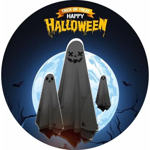 Moon Night Happy Halloween Party Background for Kids Birthday Decoration Ghost Round Backdrop Cover Elastic
