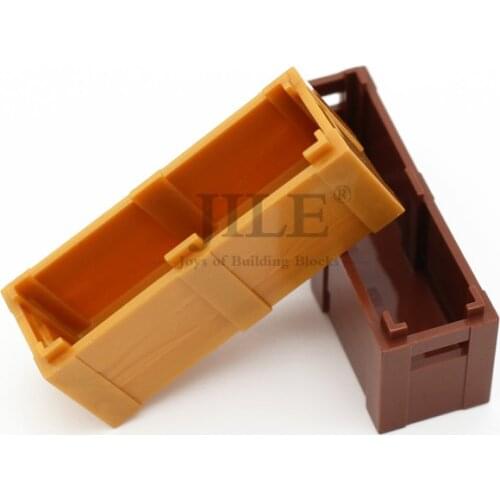 Moc Container Treasure 2x6 Rectangular Wooden Case DIY Building Brick Blocks City Street View Compatible Assembles Particles