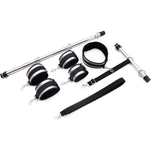 Adults Sex Game Restraints Shackles Spreader Bar BDSM Bondage Set With Handcuffs Ankle Cuffs Collar for Fantasy Fetish Role Play