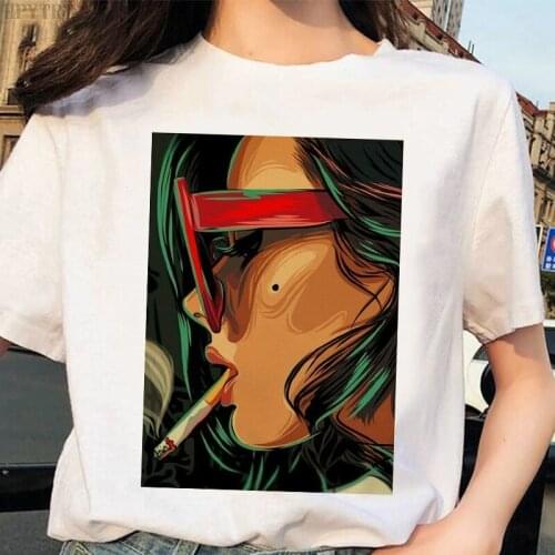 New womens plus size white T-shirt Harajuku sexy beauty pattern printed T shirt summer casual short-sleeved fashion tops Tshirt