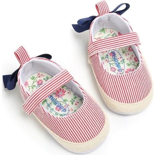 Newborn Baby Shoes Stripe First Walker 2018 Toddler Princess First Walkers Prewalker Shoes Bow Shoes Wholesale