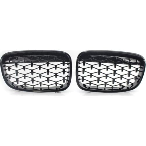 Left&Right Front Grille Shiny Black Diamond Meteor for BMW 1 Series F20 11-14
