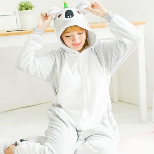 Kigurumi Koala long sleeve hooded onesie Flannel warm kigurumi for adults Whole onepiece animal pajamas combinaison pyjama adult