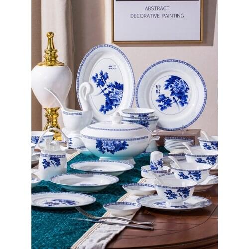 Guci Tableware glaze Jingdezhen 56 PIECES bone china tableware sets Edinburgh wedding gifts housewarming glaze