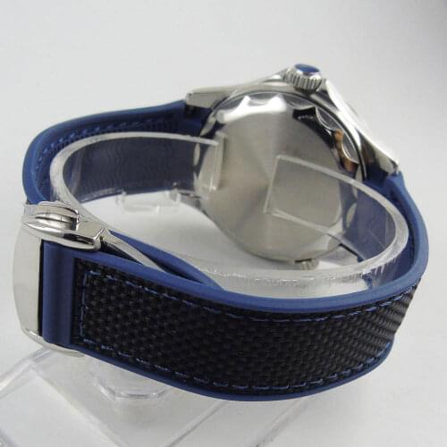 BLIGER Rubber Strap Black Blue / Black Watch Band with Steel Bracelet Clasp 20mm Width Lug Fit 41mm BLIGER Watch