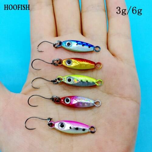 HOOFISH 3PCS/lot HOT SALE Mini Jig Hard Bait Spoon Lure 3g/6g single hook Artificial bait Luminous bait fishing accessories