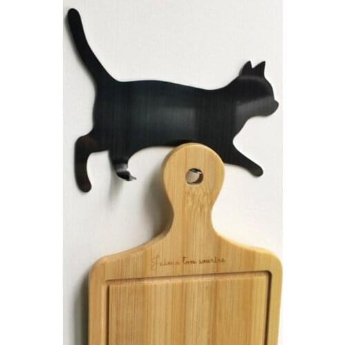 Lovely Cat Self-Adhesive Hook Storage Holder For Bathroom Kitchen Hanger Stick On Wall Organizer Hanging Door Clothes Towel Rack
